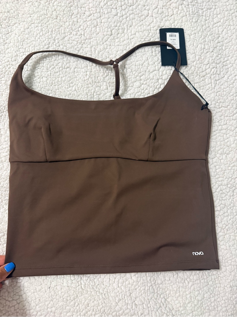 Fashion Nova Brown Cloudform V-Back Sports Top